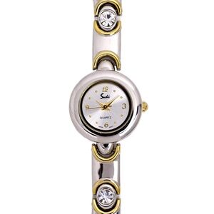 Sache By Gruen Ladies Two Tone Faux Diamonds Wrist Watch